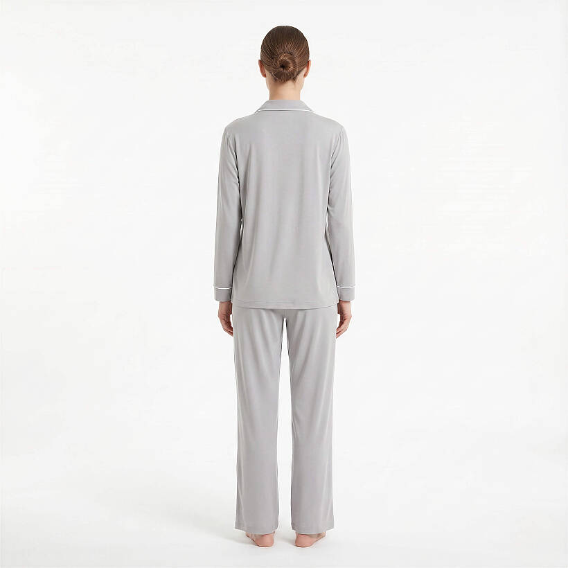 Cooling Jersey Kadın Gömlek Pijama Takımı - S/M - Gri - 