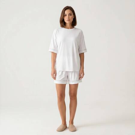 Cooling Jersey Kadın Pijama Takımı - Beyaz - OTHELLO (1)