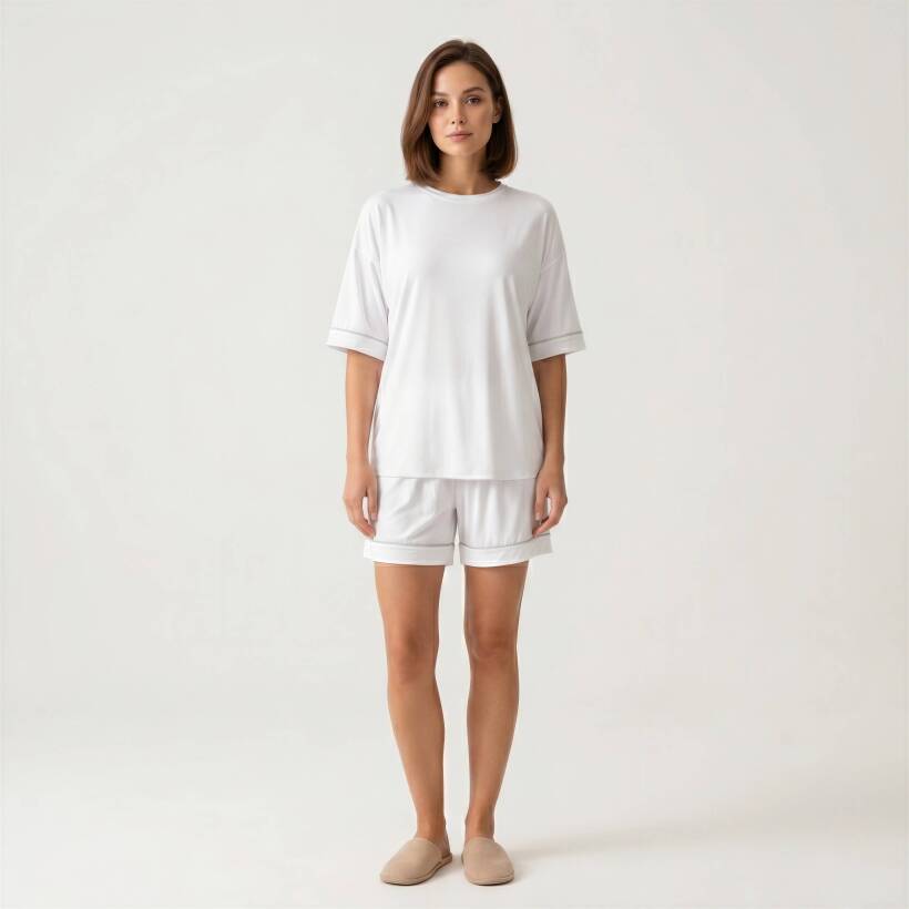 Cooling Jersey Kadın Pijama Takımı - Beyaz - 