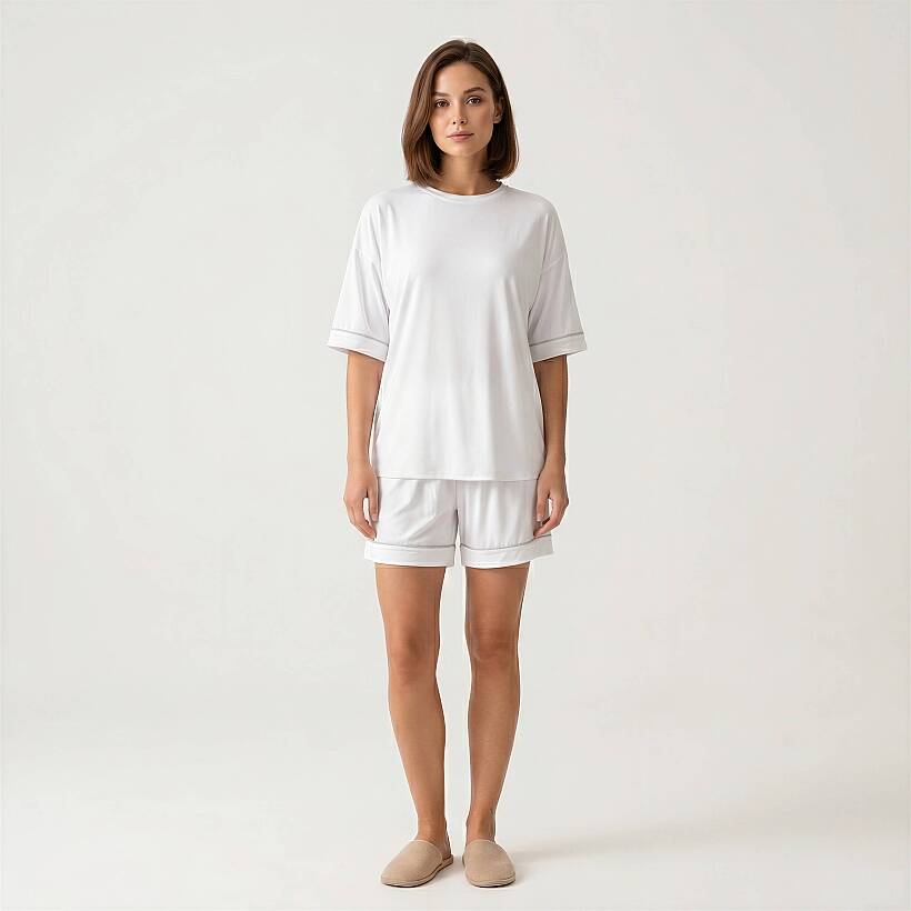 Cooling Jersey Kadın Pijama Takımı - L/XL - Beyaz - 