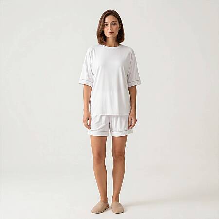 Cooling Jersey Kadın Pijama Takımı - S/M - Beyaz - OTHELLO (1)