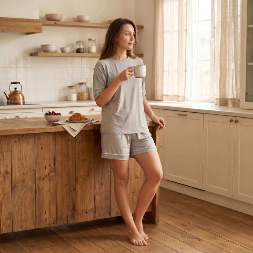 Cooling Jersey Kadın Pijama Takımı - Gri - 