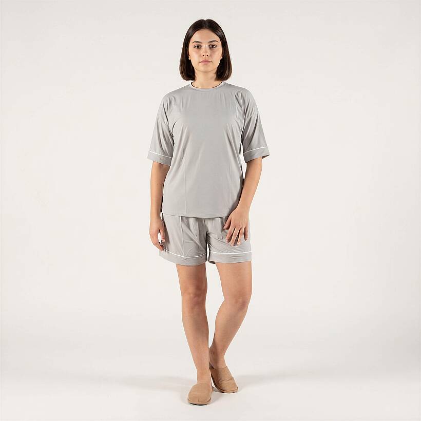 Cooling Jersey Kadın Pijama Takımı - S/M - Gri - 