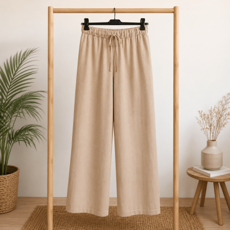 Diego Keten Cepsiz Pantolon Natural - 1