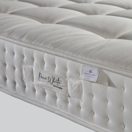 Doğal Pamuk, 1000 Count Pocket Yay Sistemli, El Yapımı Yatak 160x200 cm - Pure White - Penelope (1)