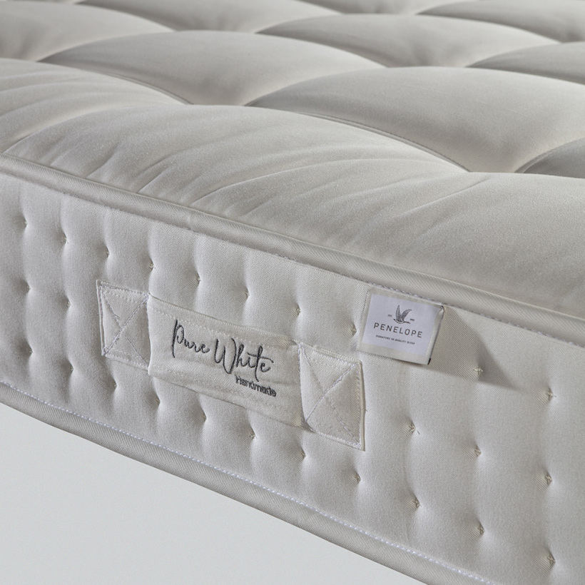 Doğal Pamuk, 1.000 Count Pocket Yay Sistemli, El Yapımı Yatak - Pure White - 
