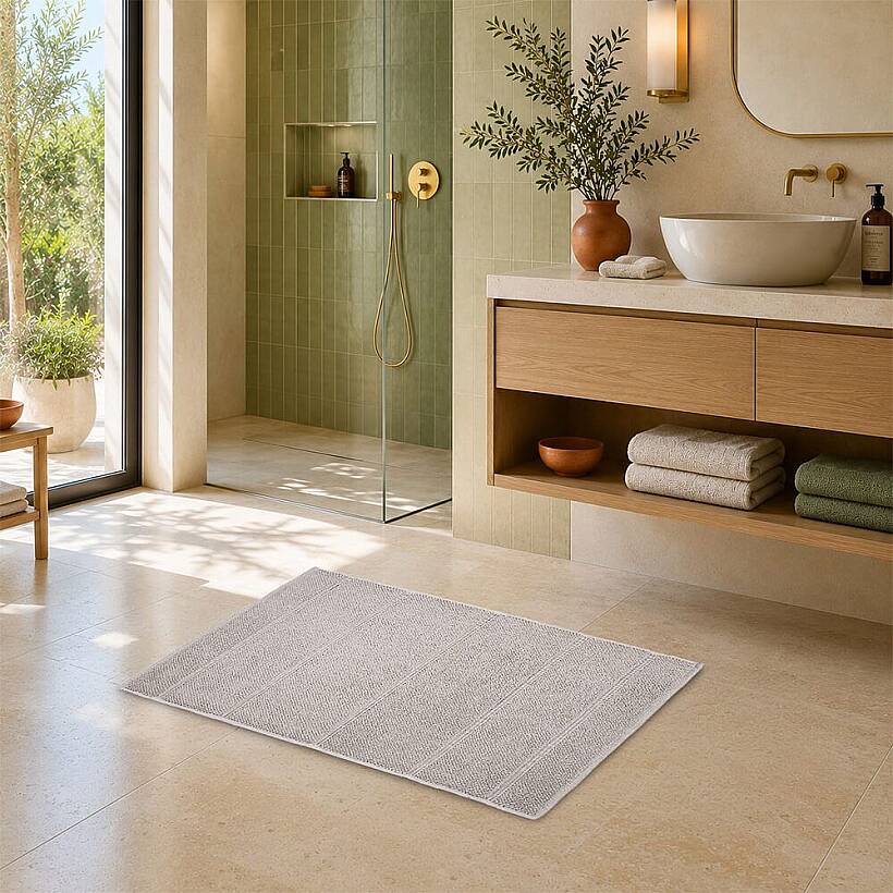 Dora Kaydırmaz Taban Bej Banyo Paspası - 50x80 cm - 