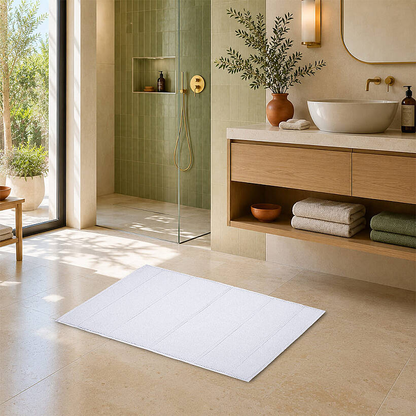 Dora Kaydırmaz Taban Beyaz Banyo Paspası - 50x80 cm - 