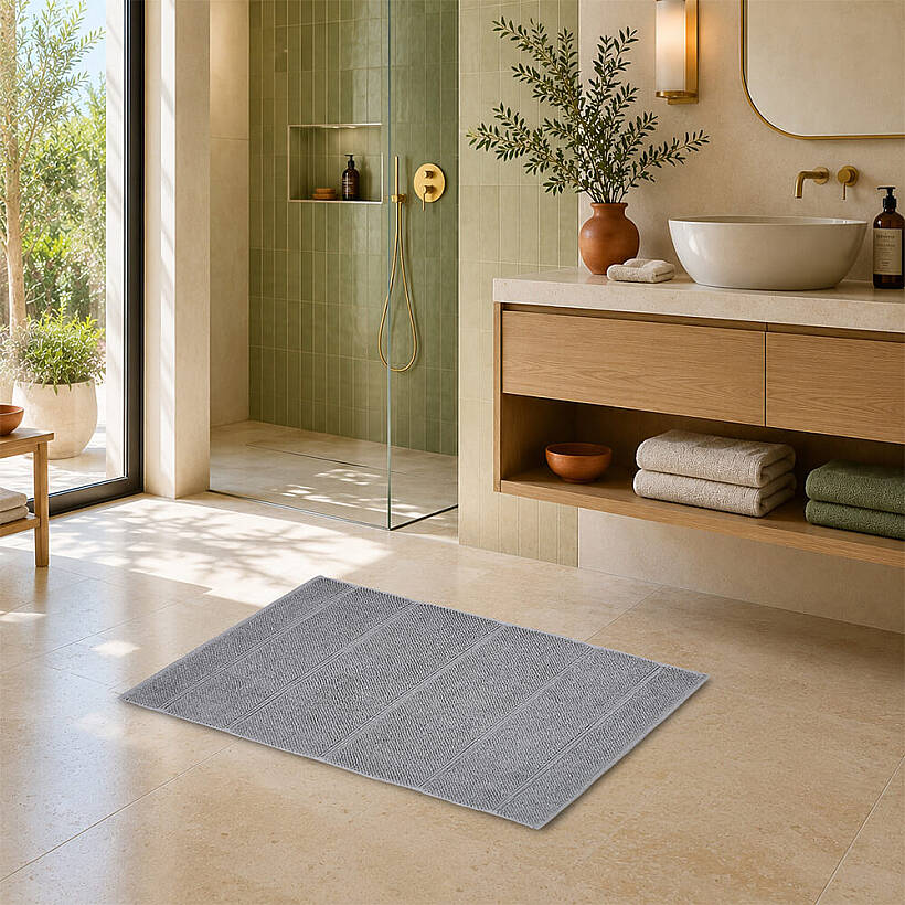 Dora Kaydırmaz Taban Gri Banyo Paspası - 50x80 cm - 
