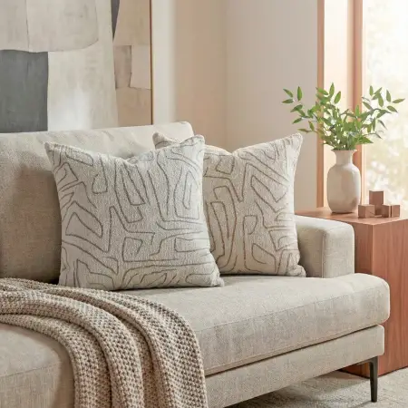 Elera Kırlent Kılıfı 45x45 cm Ekru-Bej - 3