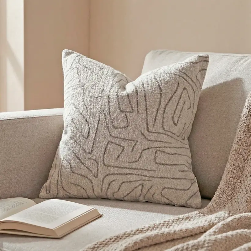 Elera Kırlent Kılıfı 45x45 cm Ekru-Gri - Penelope