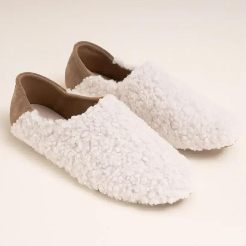 Ev Babeti ve Terlik Taş Rengi 38 Numara - Teddy Serisi - Penelope