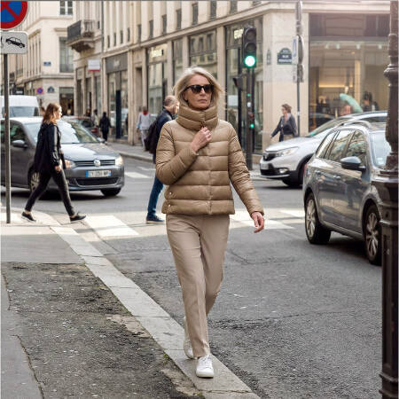 %100 Kaz Tüyü Fiora Kadın Kısa Mont - Bej/XL - PENELOPE