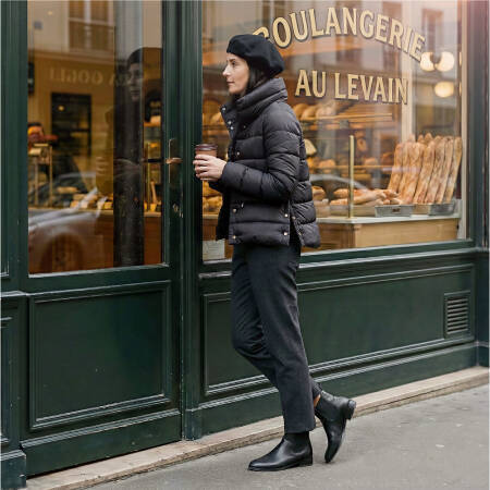 %100 Kaz Tüyü Fiora Kadın Kısa Mont - Siyah /M - 4