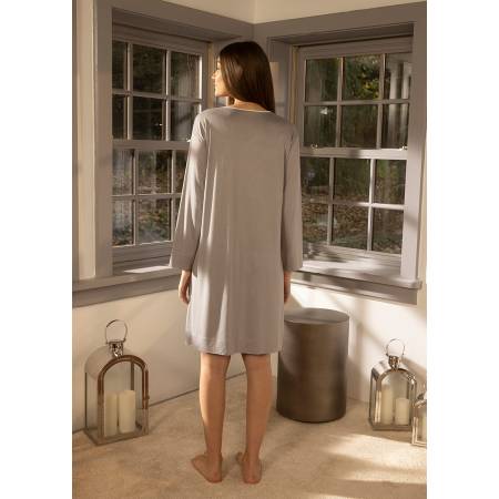 Merserize Viskon Kumaş Gecelik Gri L - Gaia Serisi - 2