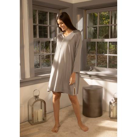 Merserize Viskon Kumaş Gecelik Gri L - Gaia Serisi - 5