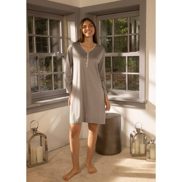 Merserize Viskon Kumaş Gecelik Gri M - Gaia Serisi - Penelope