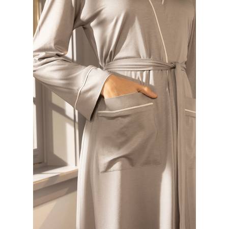 Merserize Viskon Kumaş Sabahlık Gri XL - Gaia Serisi - 3