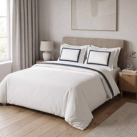 %100 Pamuk Saten Çift Kişilik Lacivert Nevresim Seti 260x240 cm - Harmony Serisi - 1