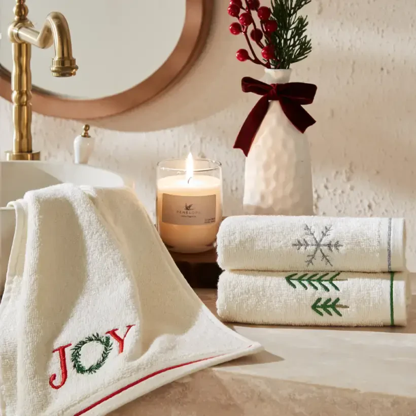 Yılbaşı Temalı %100 Pamuk 3'lü Kutulu Havlu Seti - Joy Box - 