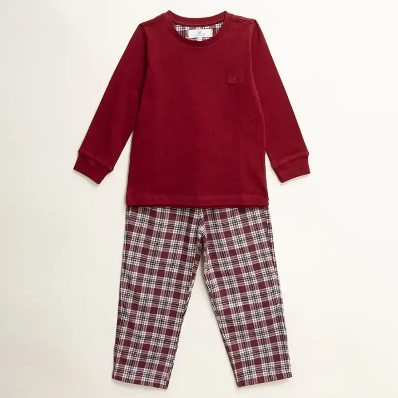 Kız Çocuk Pijama Takımı 9-10 Yaş Bordo - 