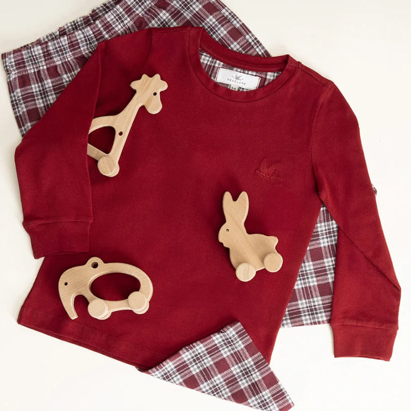 Kız Çocuk Pijama Takımı Bordo - 