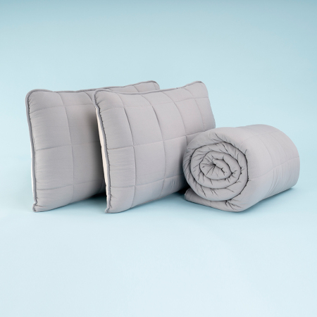 Kullanımı Kolay Çift Kişilik Yastık Alezi Ve Yorgan Seti 220x240 cm Gri - Egeo Life Serisi - Othello