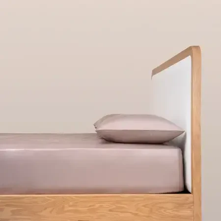 %100 Pamuk Saten Lastikli Çarşaf Seti 160x200 cm Taş - Lia Serisi - 1