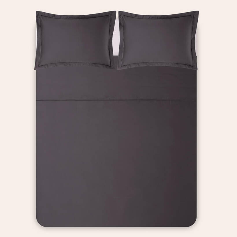 %100 Pamuk Saten Nevresim Seti Tek Kişilik 160x220 cm Antrasit - Lia Serisi - 