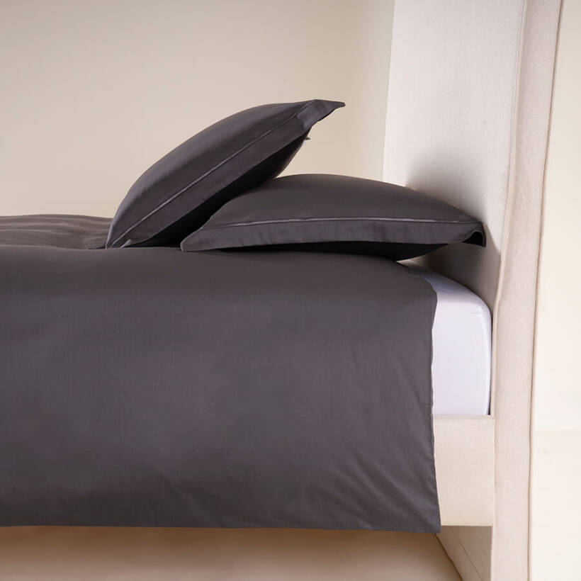 %100 Pamuk Saten Nevresim Seti 240x220 cm Antrasit - Lia Serisi - Penelope