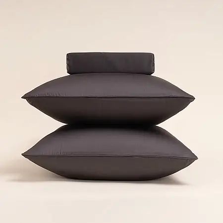 %100 Pamuk Saten 2'li Yastık Kılıfı Antrasit 50x70 cm - Lia Serisi - 1