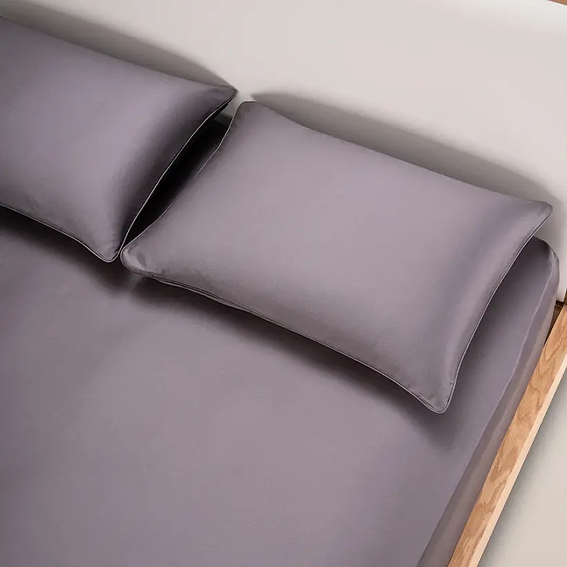 %100 Pamuk Saten 2'li Yastık Kılıfı Antrasit 50x70 cm - Lia Serisi - 