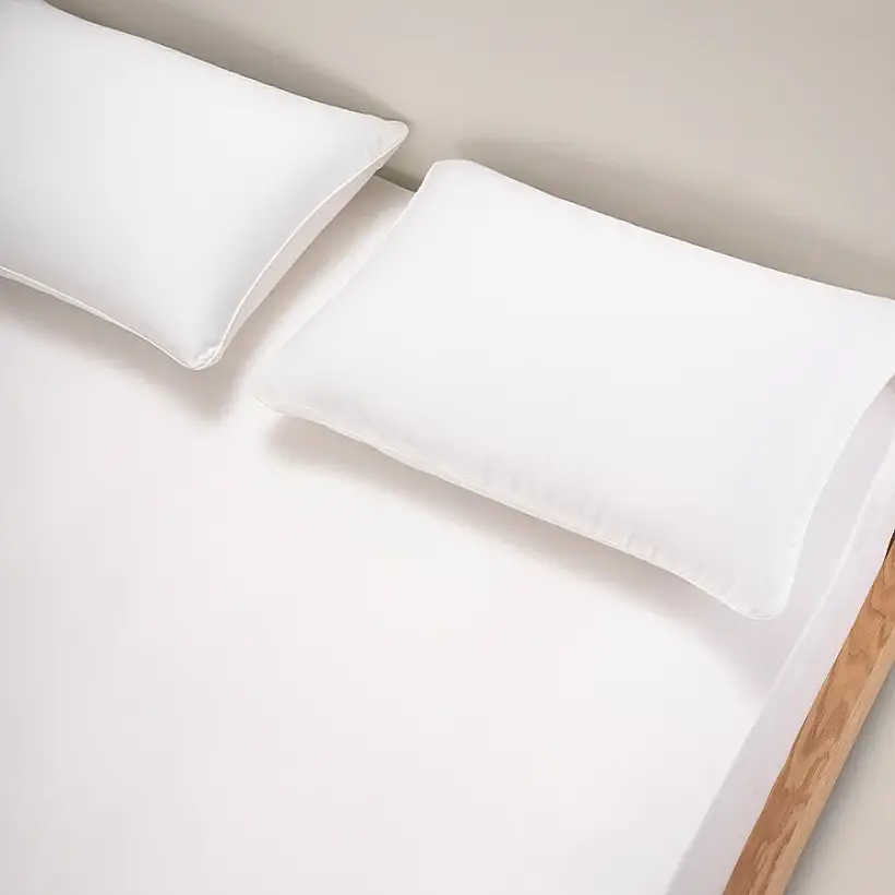 %100 Pamuk Saten 2'li Yastık Kılıfı Beyaz 50x70 cm - Lia Serisi - 