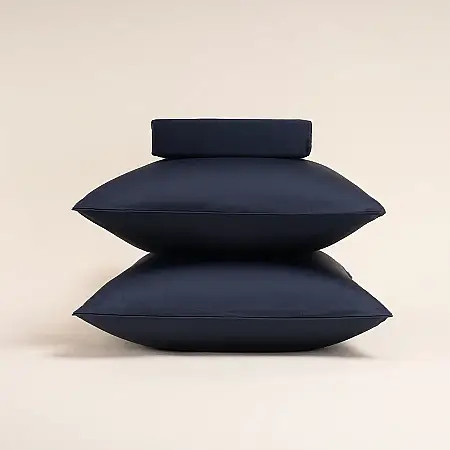 %100 Pamuk Saten 2'li Yastık Kılıfı Lacivert 50x70 cm - Lia Serisi - 1