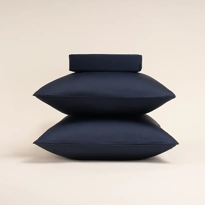 %100 Pamuk Saten 2'li Yastık Kılıfı Lacivert 50x70 cm - Lia Serisi - Penelope