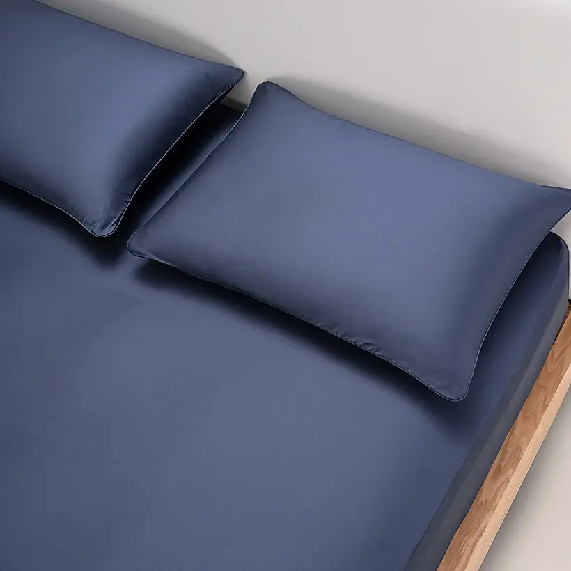 %100 Pamuk Saten 2'li Yastık Kılıfı Lacivert 50x70 cm - Lia Serisi - 