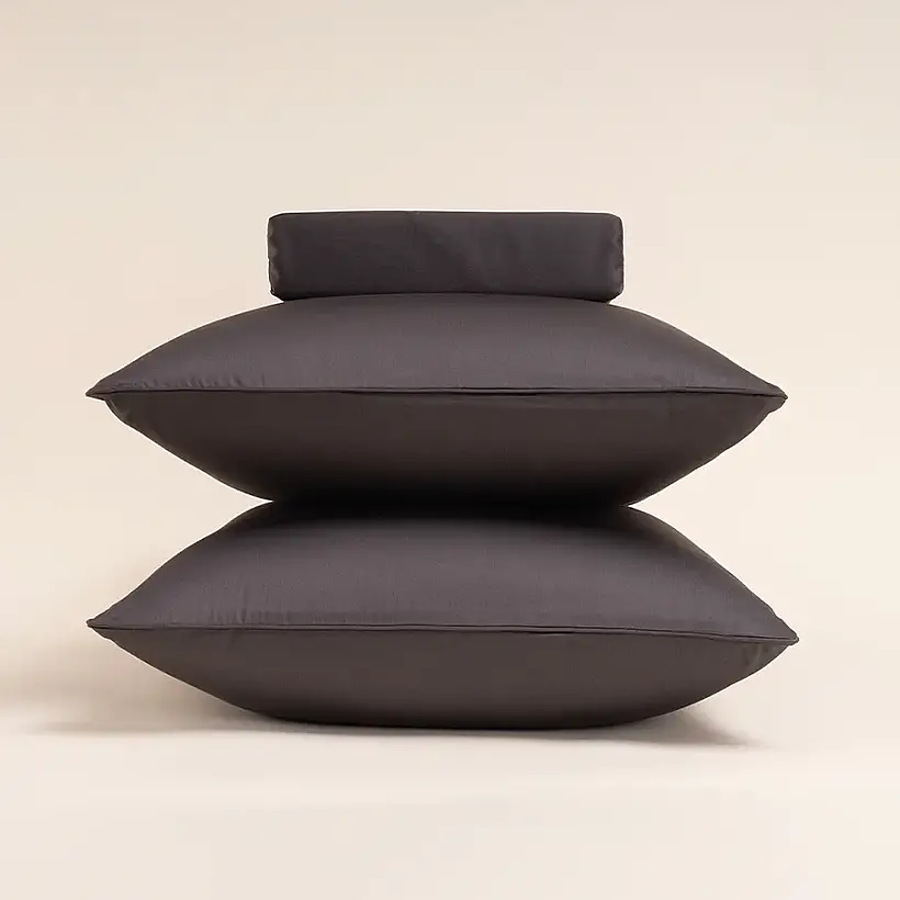 %100 Pamuk Saten 2'li Yastık Kılıfı Antrasit 50x90 cm - Lia Serisi - Penelope