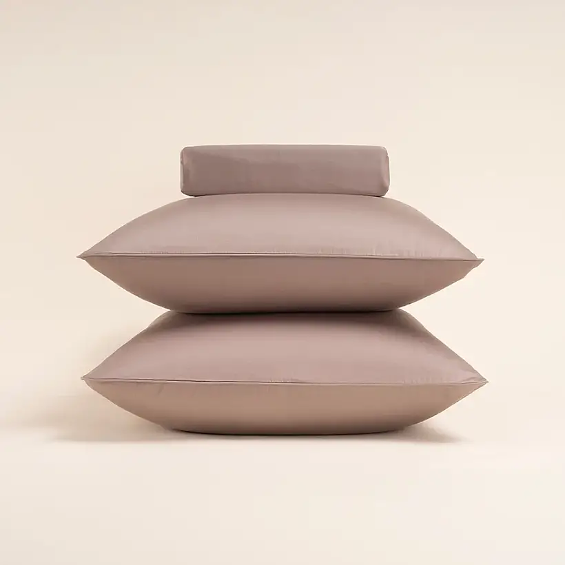 %100 Pamuk Saten 2'li Yastık Kılıfı Taş Rengi 50x90 cm - Lia Serisi - Penelope