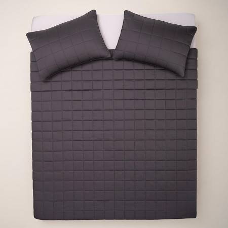 %100 Pamuk Saten Yatak Örtüsü 300x280 cm Antrasit - Lia Serisi - Penelope