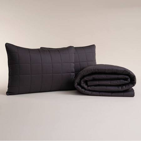 %100 Pamuk Saten Yatak Örtüsü 300x280 cm Antrasit - Lia Serisi - Penelope (1)