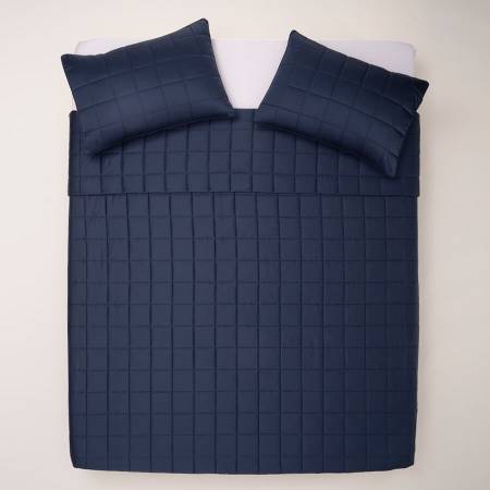 %100 Pamuk Saten Yatak Örtüsü 300x280 cm Lacivert - Lia Serisi - Penelope