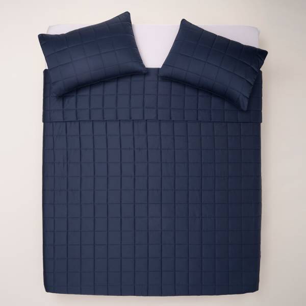 %100 Pamuk Saten Yatak Örtüsü 300x280 cm Lacivert - Lia Serisi - Penelope