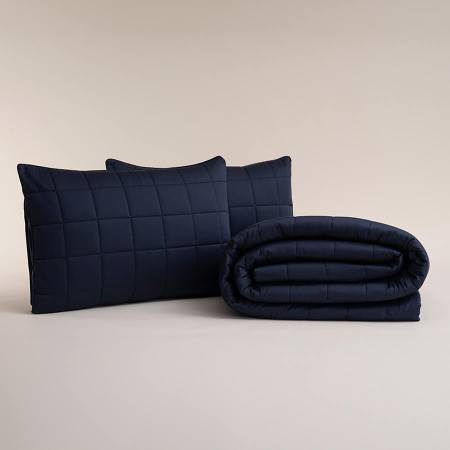 %100 Pamuk Saten Yatak Örtüsü 300x280 cm Lacivert - Lia Serisi - Penelope (1)