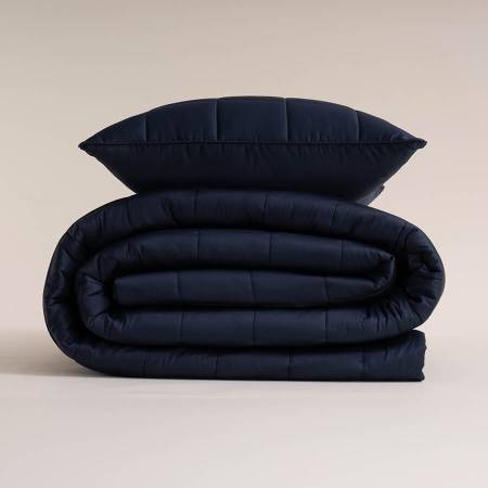 %100 Pamuk Saten Yatak Örtüsü 300x280 cm Lacivert - Lia Serisi - 8