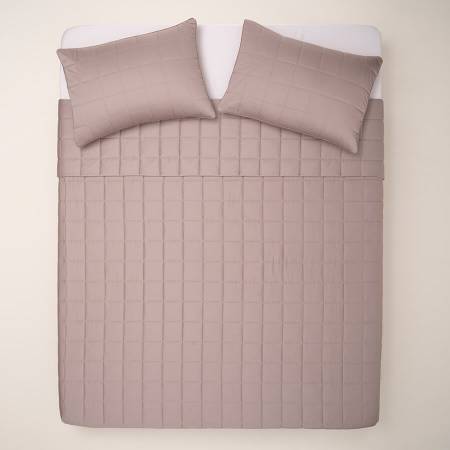 %100 Pamuk Saten Yatak Örtüsü 300x280 cm Taş Rengi - Lia Serisi - 1