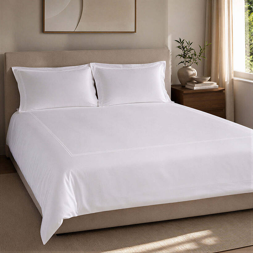 Hotel Collection Linor Frame Beyaz Nevresim Seti - 240x220 cm / Beyaz Nakış - 