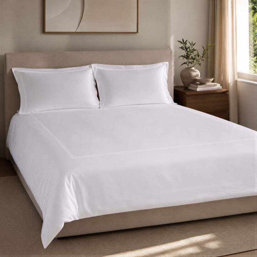 Hotel Collection Linor Frame Beyaz Nevresim Seti - Beyaz Nakışlı - 
