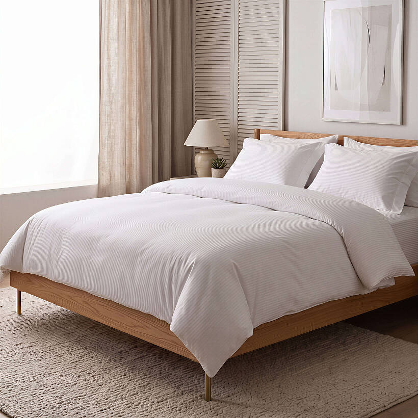 Hotel Collection Linor Soft Beyaz Çizgili Nevresim Seti - 240x220 cm - 