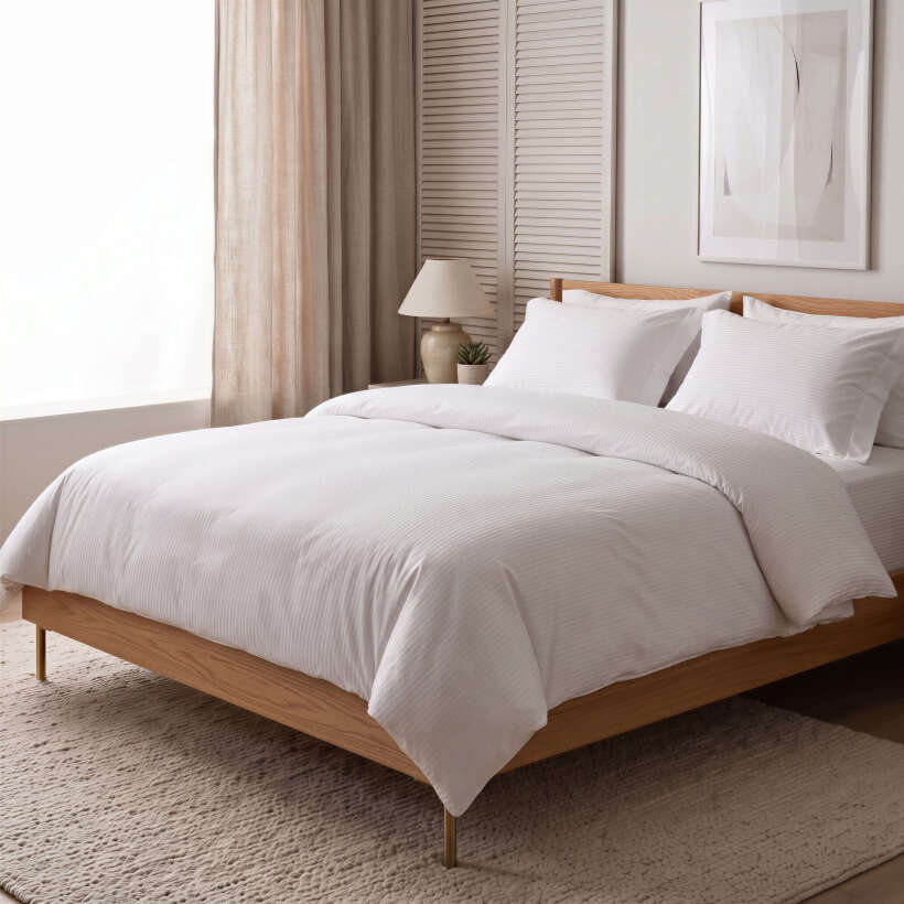 Hotel Collection Linor Soft Beyaz Çizgili Nevresim Seti - 