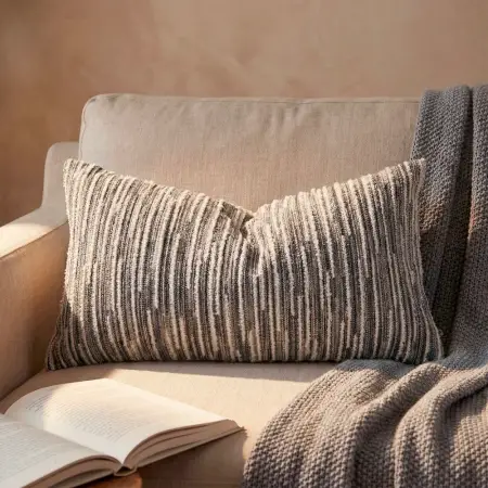 Liora Kırlent Kılıfı 35x70 cm Ekru-Gri - 1